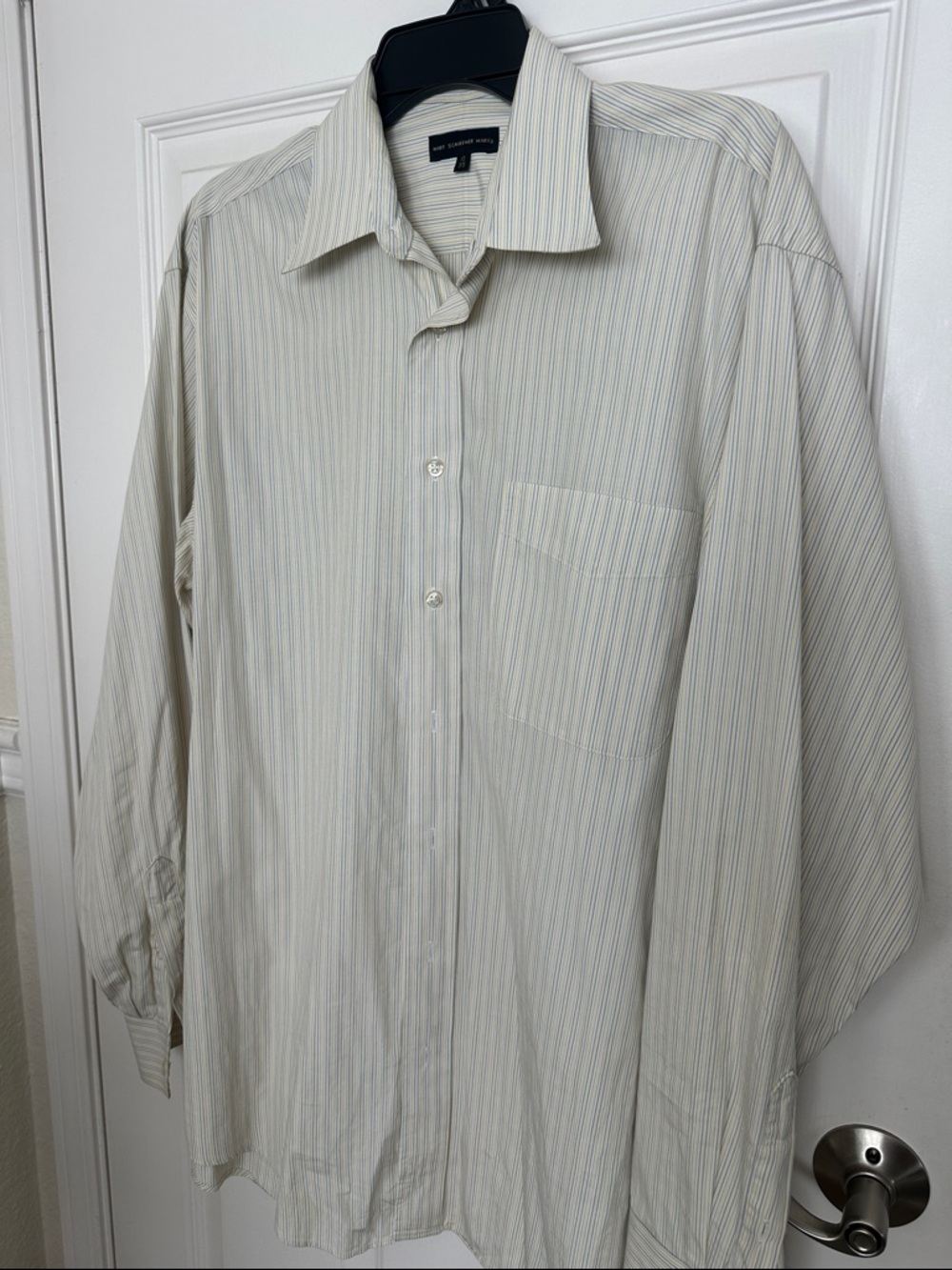 Hart Schaffner Marx Light Cream Pinstripe Dress Shirt